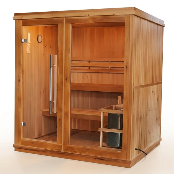 Charleston 4-Person Indoor Traditional Sauna Double Bench — Studio Shot
